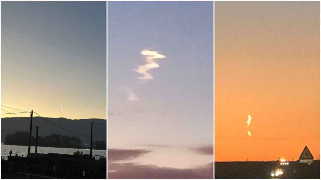 Imágenes de la estela de la bola de fuego compartidas por usuarios en las redes sociales.
