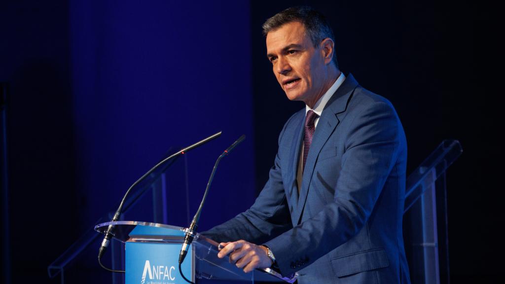 El presidente del Gobierno, Pedro Sánchez, durante la clausura de la IV edición del Foro ANFAC ‘Juntos hacia el futuro’.