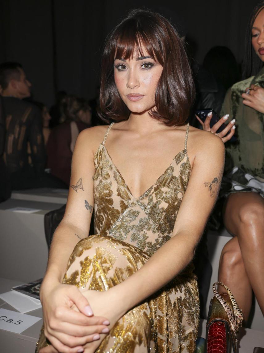 Aitana Ocaña, este pasado 21 de febrero, en el desfile de Roberto Cavalli.