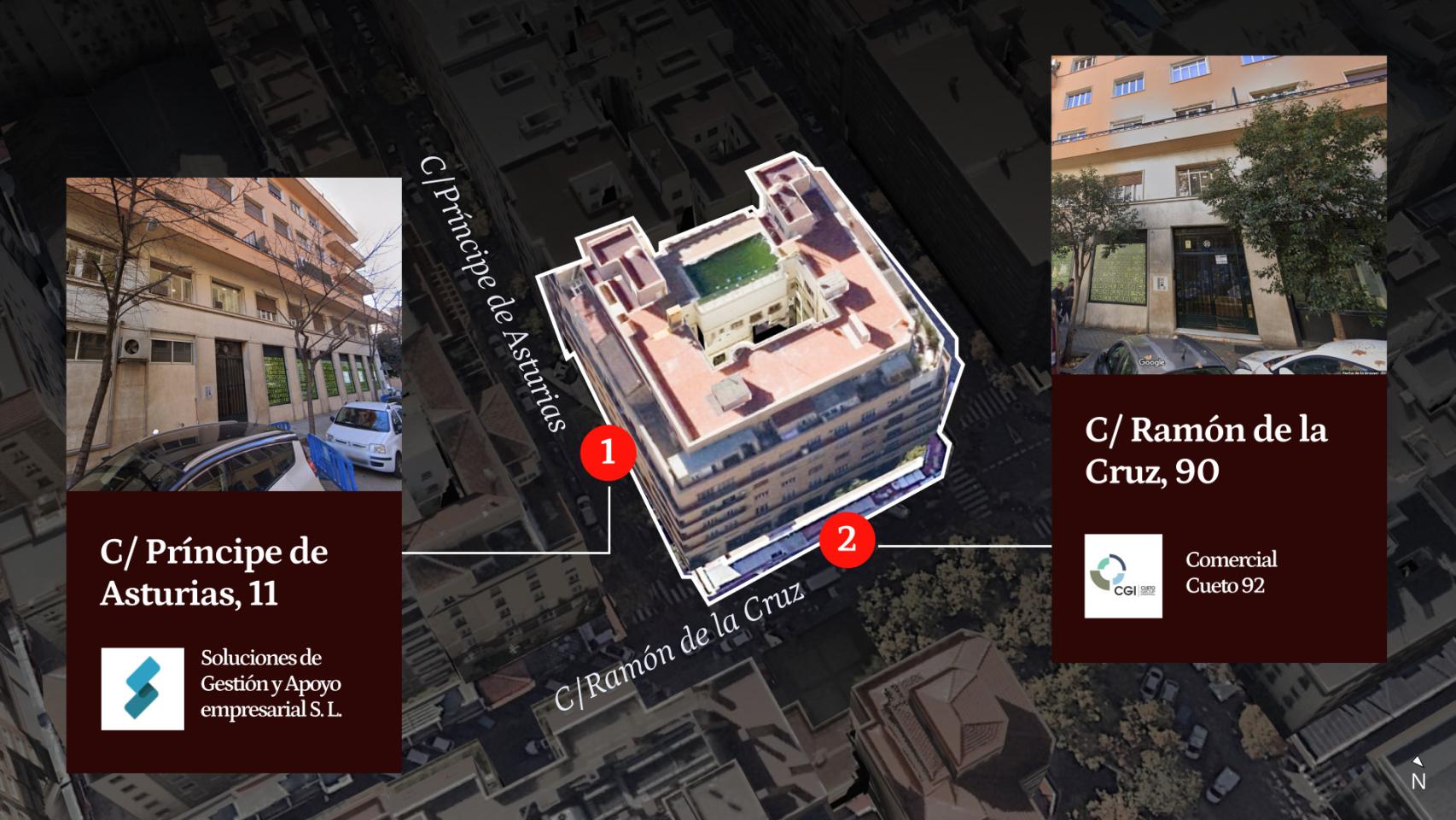 El truco de los dos portales: Cueto y Soluciones tienen la misma oficina, pero direcciones distintas