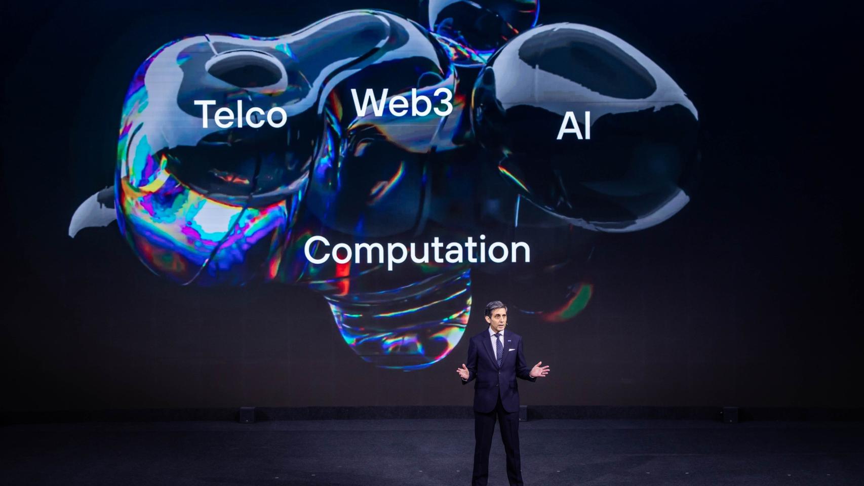 José María Álvarez-Pallete, presidente ejecutivo de Telefónica, en la inauguración del MWC 2024.
