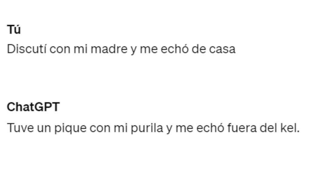 Captura de una de las traducciones de ChatGPT al Koruño