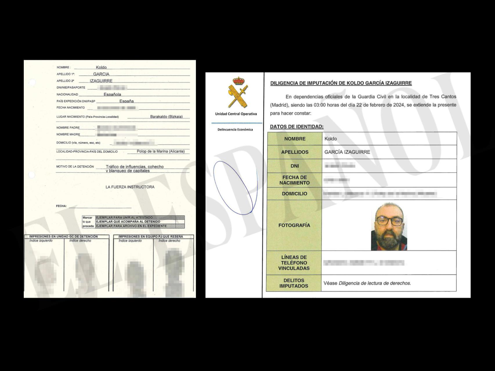 La ficha de Koldo García Izaguirre en los informes de la Guardia Civil.