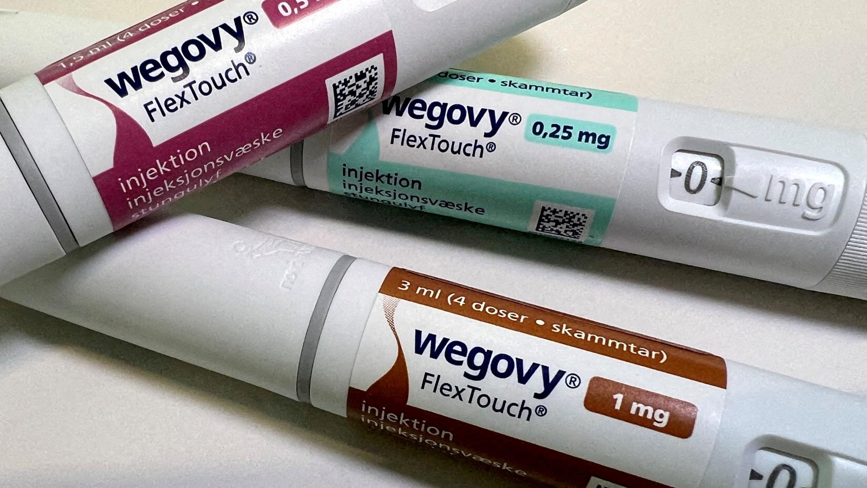 Varios inyectables de Wegovy, el medicamento para diabetes que ayuda a bajar de peso de Novo Nordisk.
