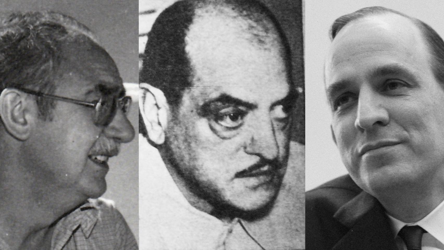 De izquierda a derecha: los cineastas José Luis Borau, Luis Buñuel e Ingmar Bergman.