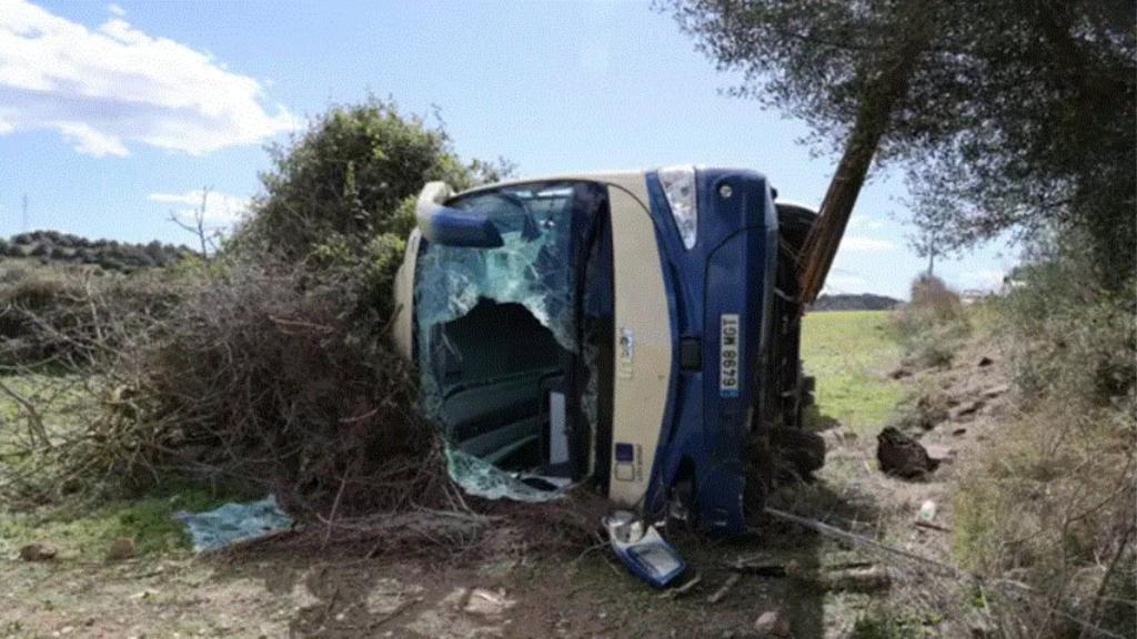 El bus siniestrado en Mallorca.