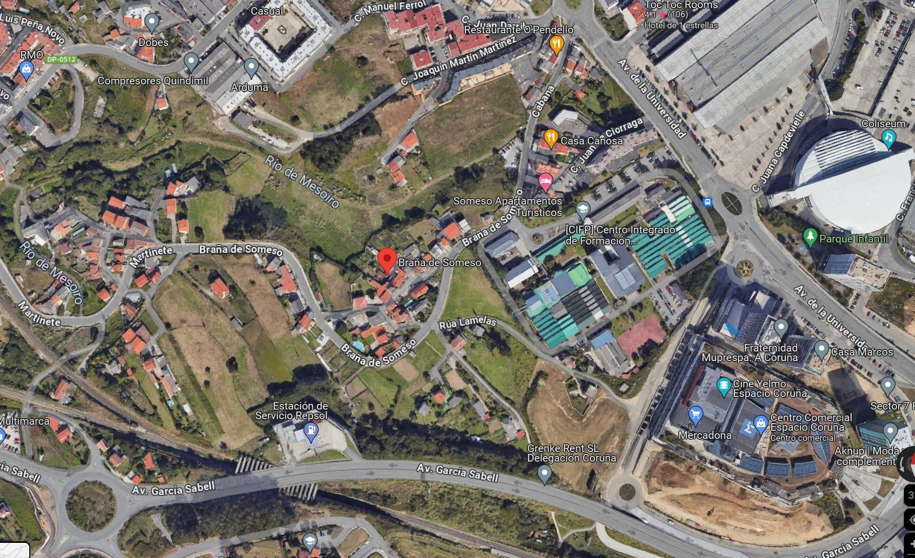 Situación de la Braña de Someso en A Coruña