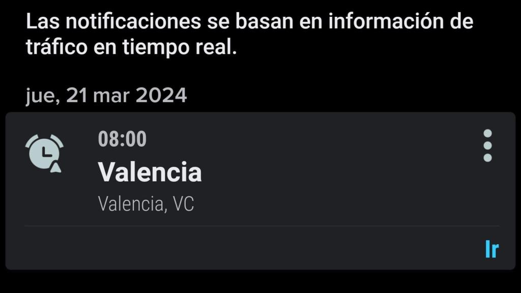 Imagen de un viaje programado para elegirlo en Waze sin conexión
