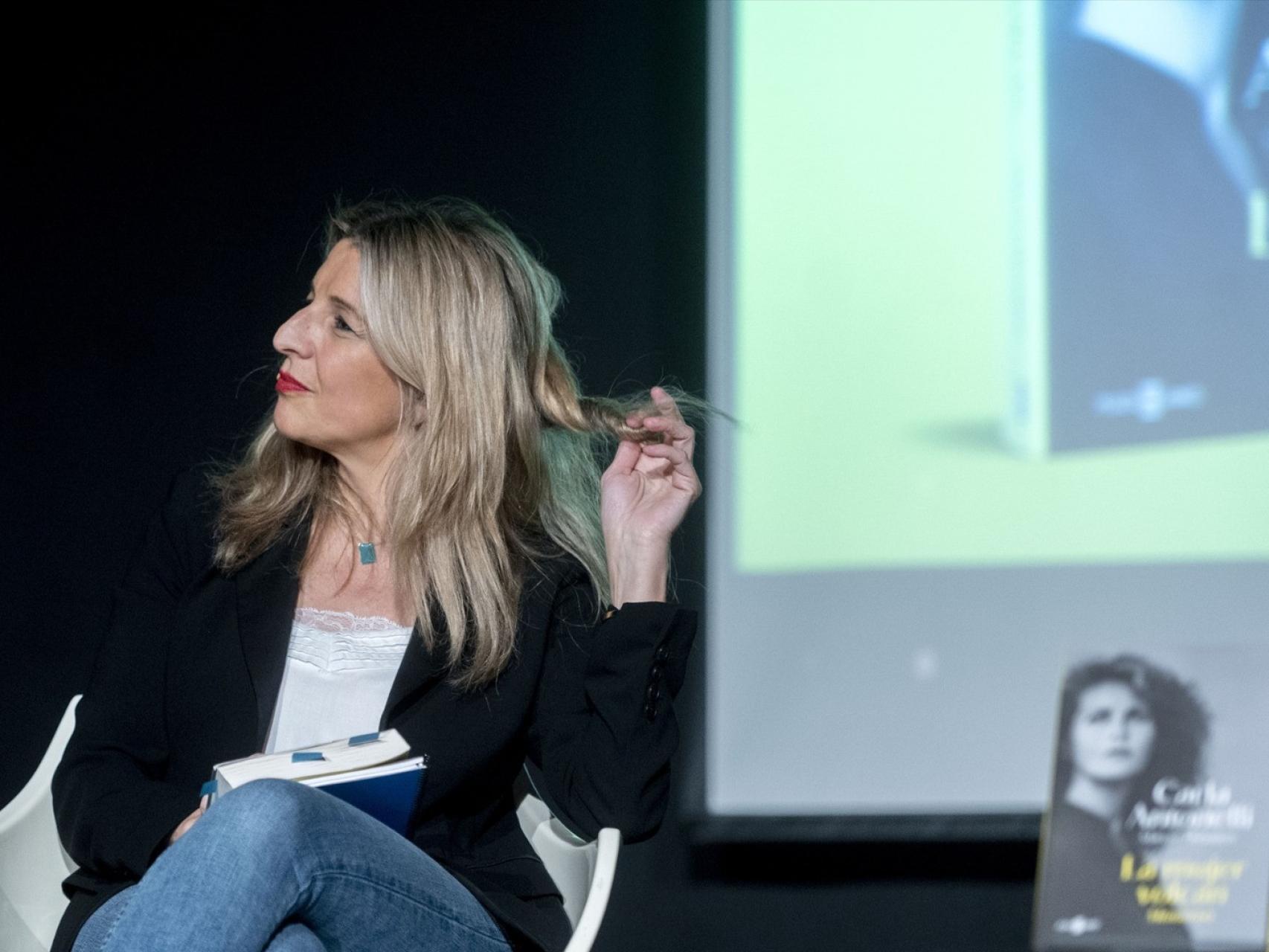 Yolanda Díaz, vicepresidenta segunda y  ministra de Trabajo y Economia Social, en la presentación del libro de Carla Antonelli.