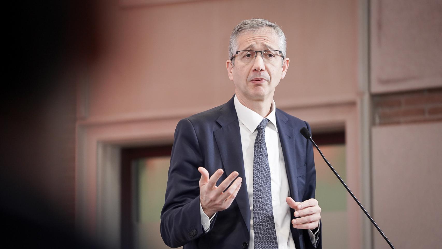 Pablo Hernández de Cos, gobernador del Banco de España, durante su intervención en la apertura del IV Observatorio de las Finanzas.