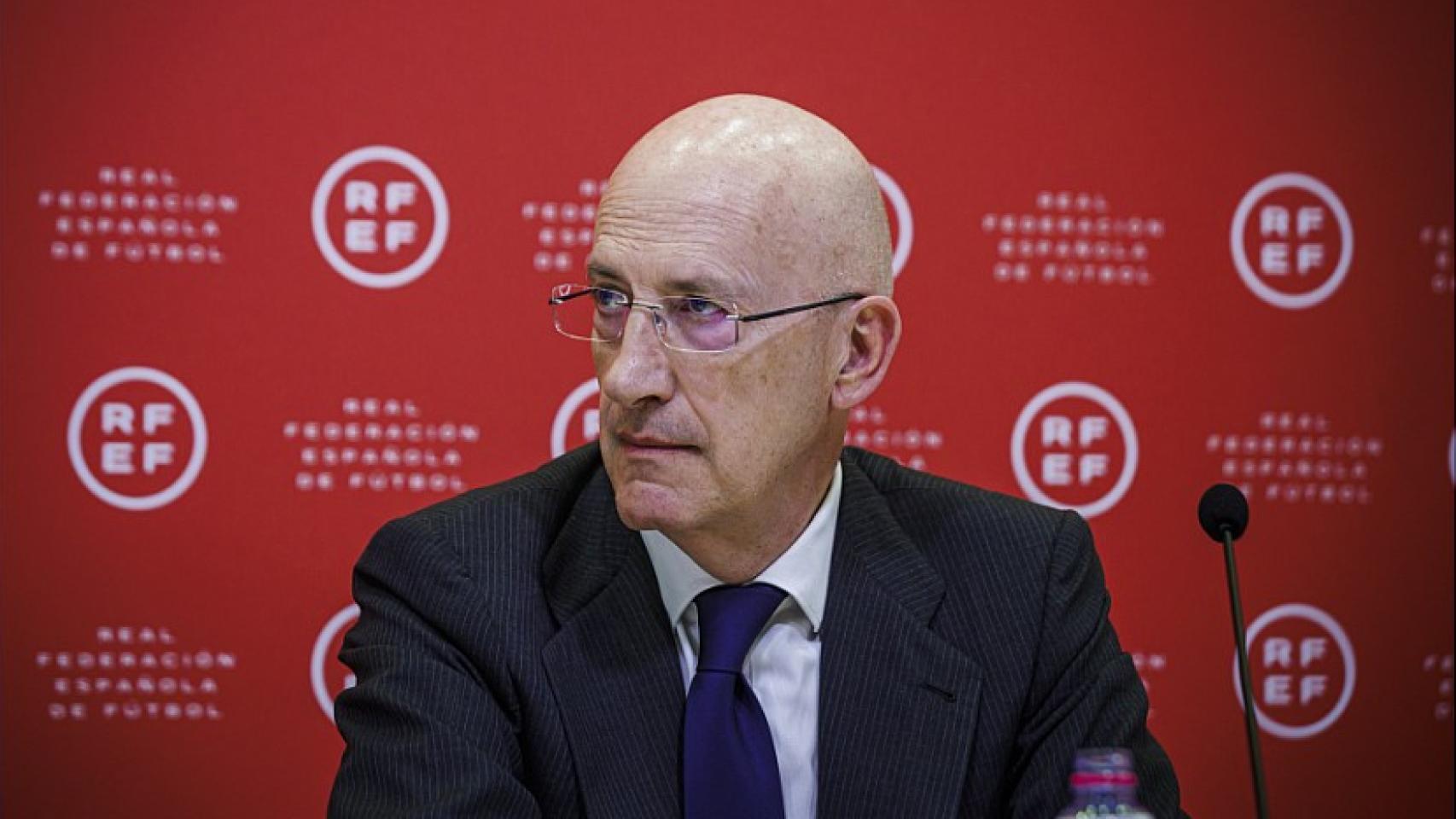 Tomás González Cueto, durante una rueda de prensa en la Real Federación Española de Fútbol (RFEF)