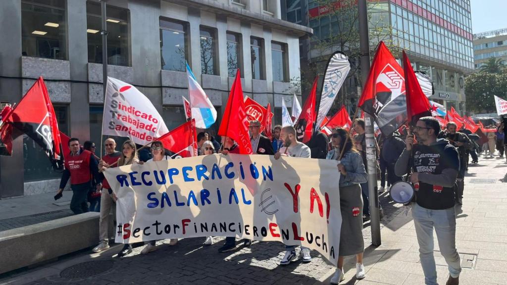 Manifestación del sector banca en A Coruña