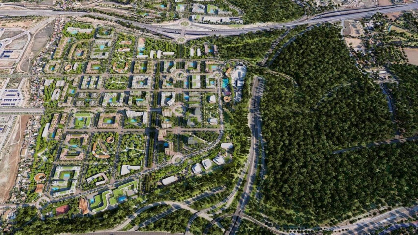 Recreación del futuro barrio de Los Cerros.