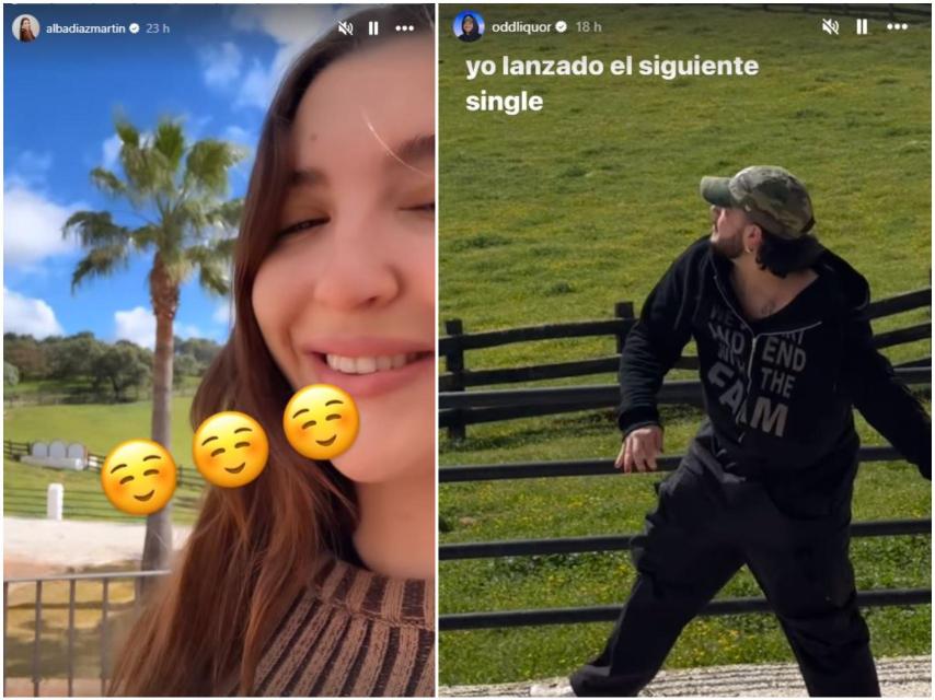 Los dos 'stories' que han publicado en las últimas horas Alba y Marcos, en el campo, en Sevilla.