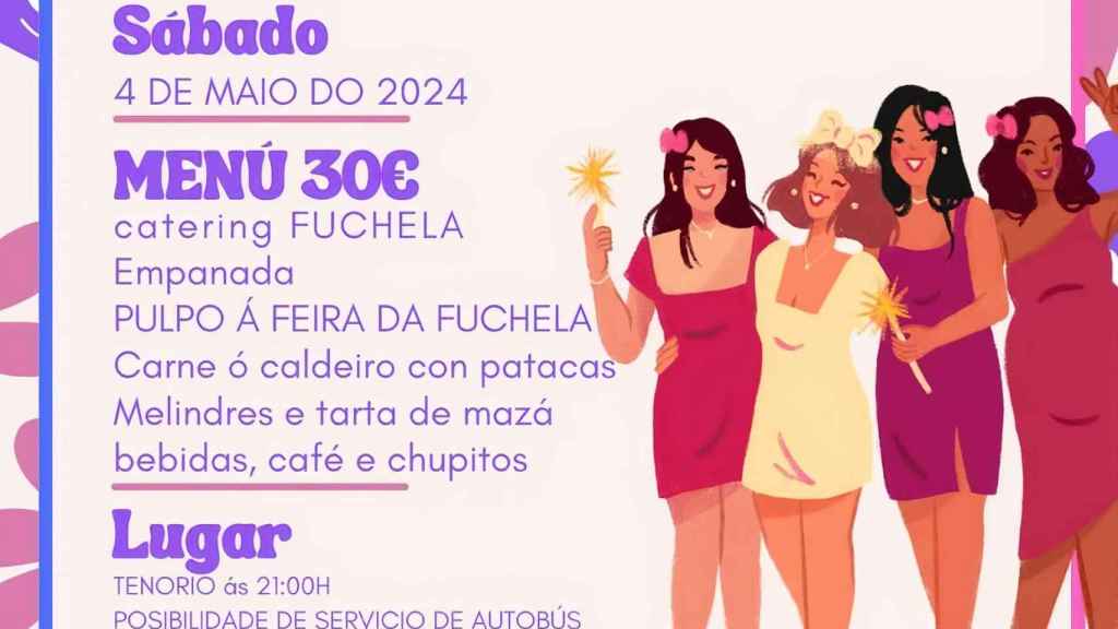 Cartel de la cena de mujeres de Cerdedo Cotobade.