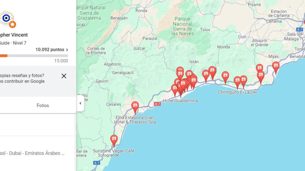 Lugares que ha visitado en Málaga.