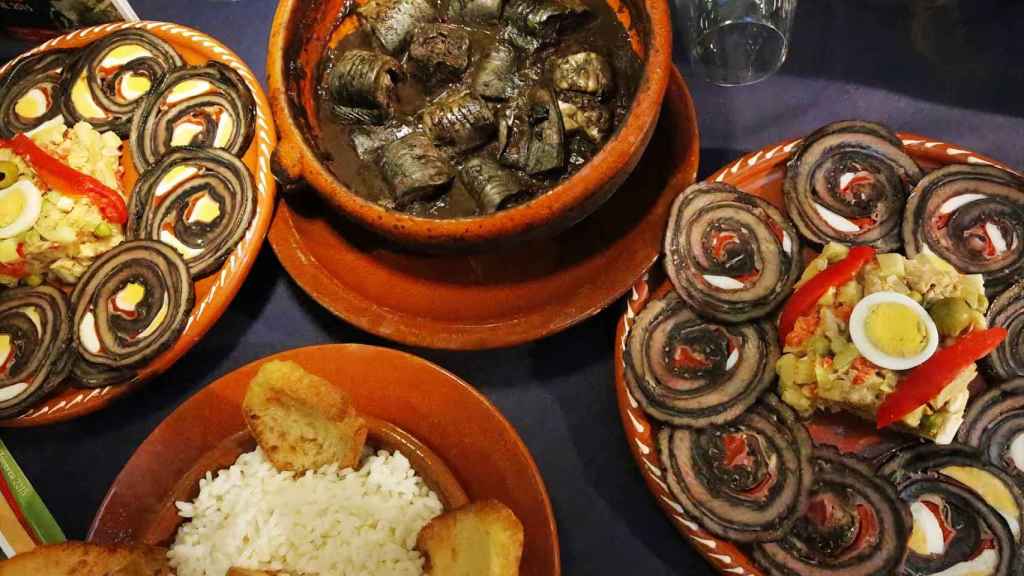 Diferentes preparaciones de lamprea.