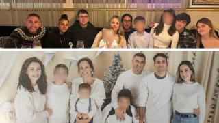 Marisa, arriba, con sus nueve corazones. Gema, abajo, con algunos de sus niños de acogida y el resto de su familia.