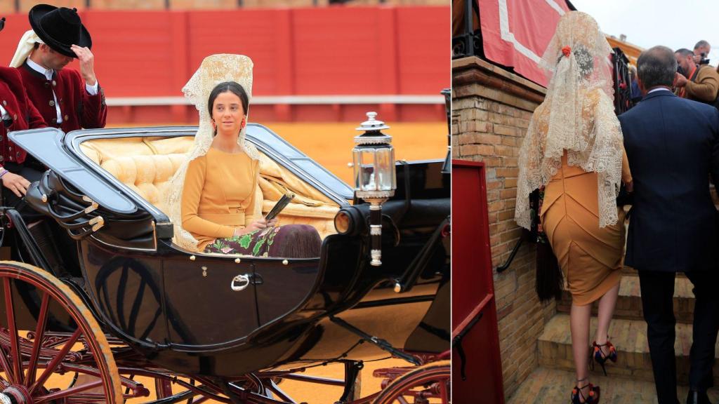 VIctoria Federica durante la exhibición de enganches en la Feria de Abril de 2019.