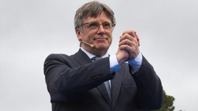Carles Puigdemont, el pasado 6 de abril en Elna (Francia), durante el acto de presentación de la candidatura de Junts.