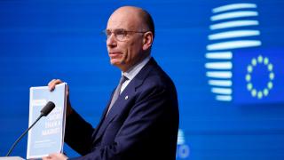 Enrico Letta durante la presentación de su informe en un encuentro informal de los líderes de la Unión Europea (UE) en Bruselas.