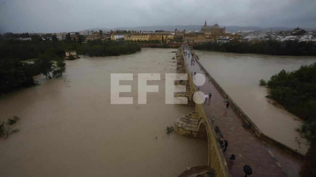 Crecida del Guadalquivir a su paso por Córdoba a consecuencia de la borrasca Nelson.