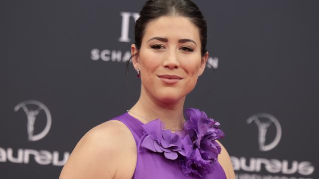 Garbiñe Muguruza posando en el 'photocall' de los Premios Laureus, este pasado lunes, día 22.