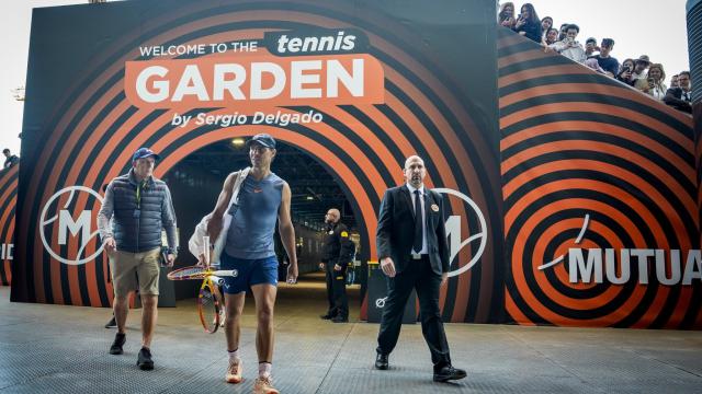 Rafael Nadal, tras un entrenamiento en el Mutua Madrid Open