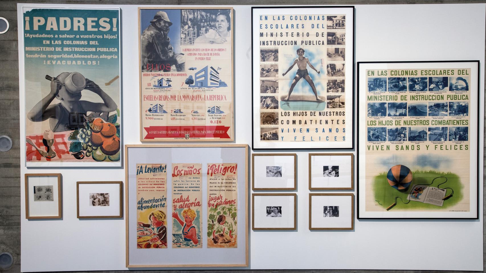 Fotografías de las colonias escolares en Picanya y carteles propagandísticos. Fundación Pablo Iglesias. Foto: Rafael Carmona