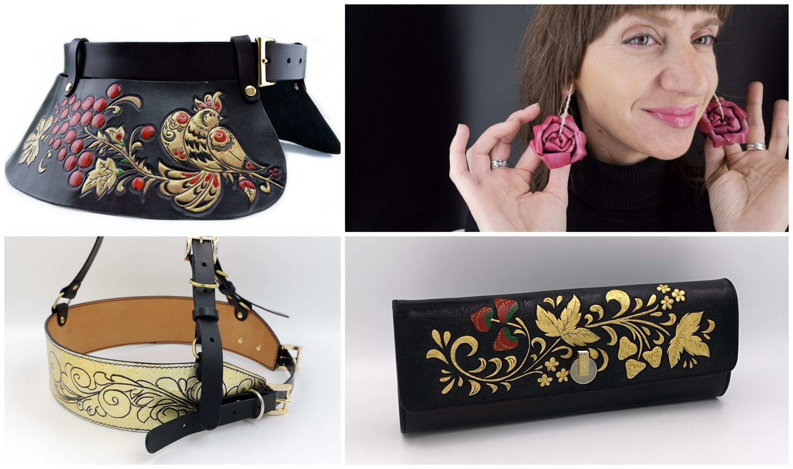 Distintas piezas de marroquinería hechas por Antonina Kadyrova. Foto: Cedida