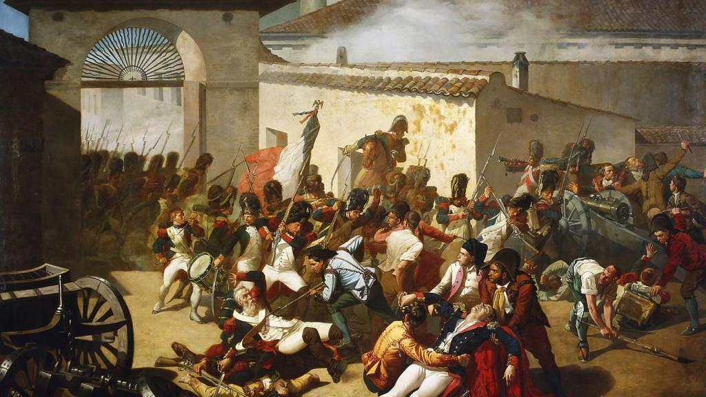 Muerte de Velarde frente al arco del parque de artillería de Monteleón. Manuel Castellano. Museo de Historia de Madrid.