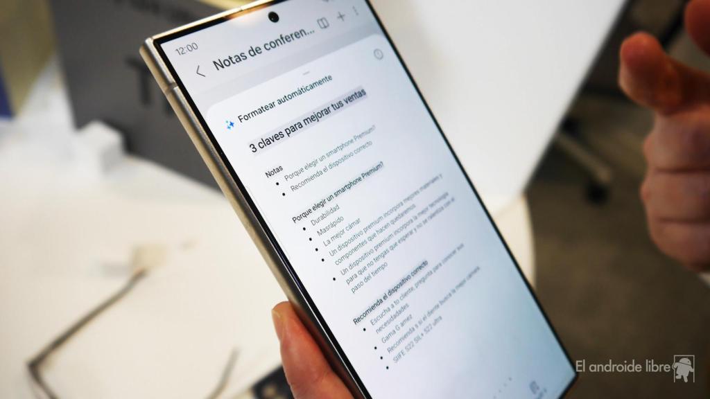 La función de resumen de textos de Samsung Notes