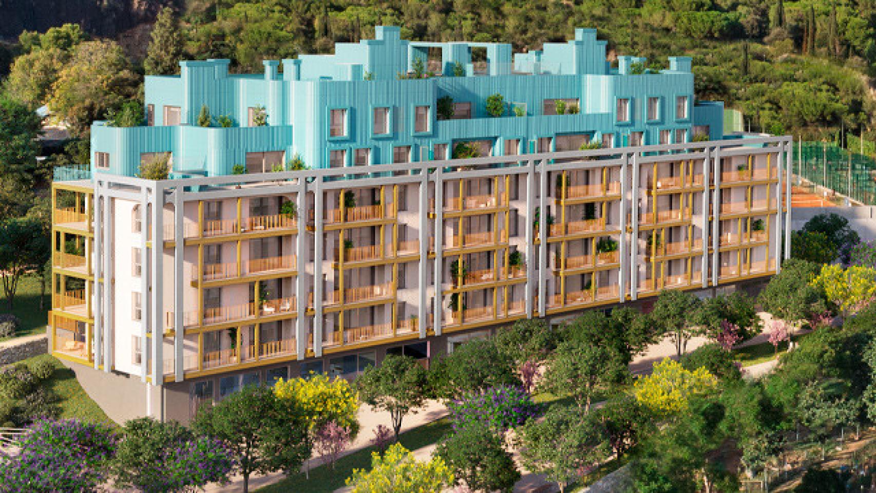 Imagen del residencial que Kronos levantará en Montjuic.