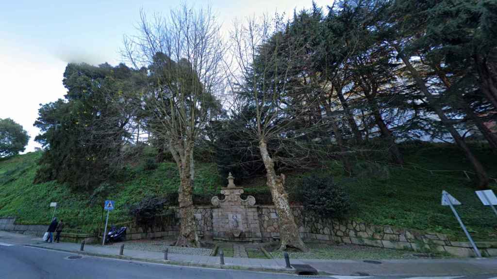 Talud cubierto de vegetación al final de la calle Falperra, en Vigo.