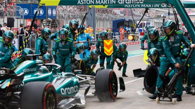 Fernando Alonso realiza una parada en boxes.