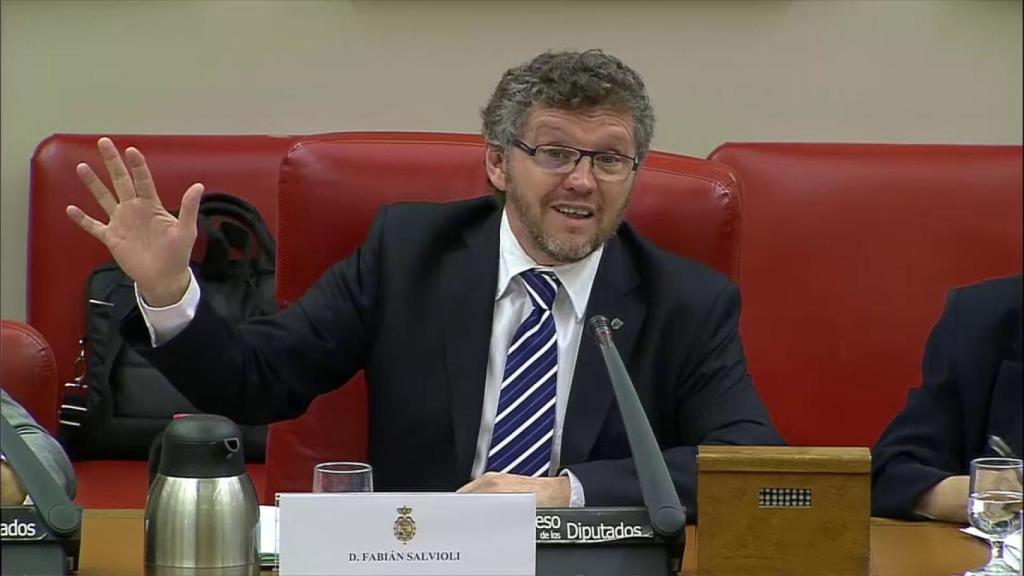 El relator de la ONU Fabián Salvioli, el 9 de febrero de 2022 durante una jornada organizada por Unidas Podemos en el Congreso de los Diputados.