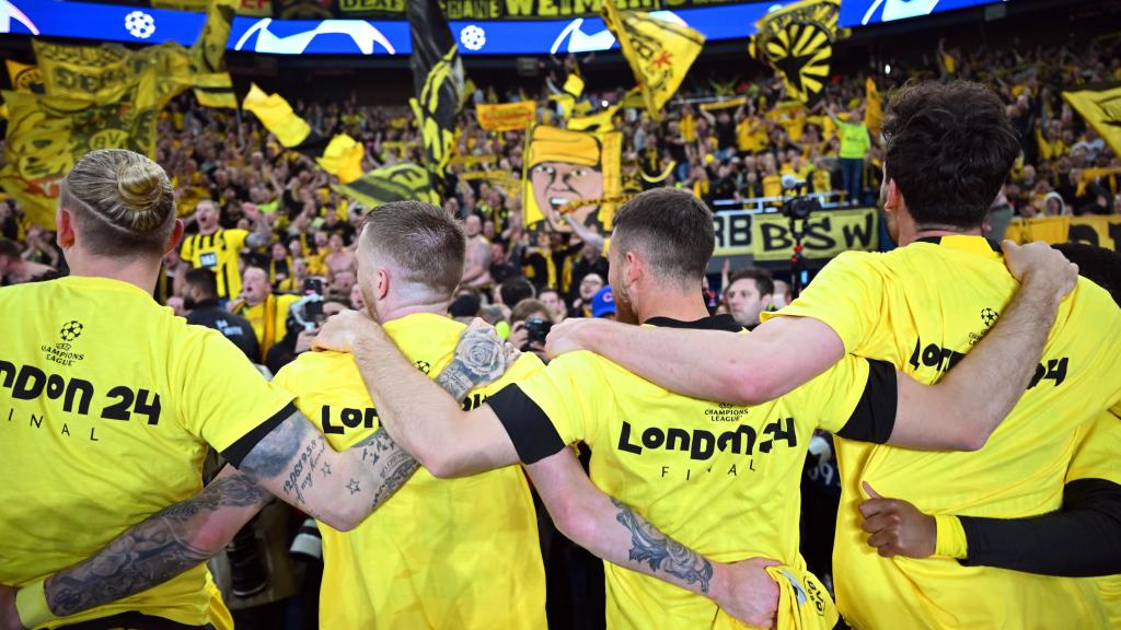 Los jugadores del Borussia Dortmund, tras las semifinales de Champions League.
