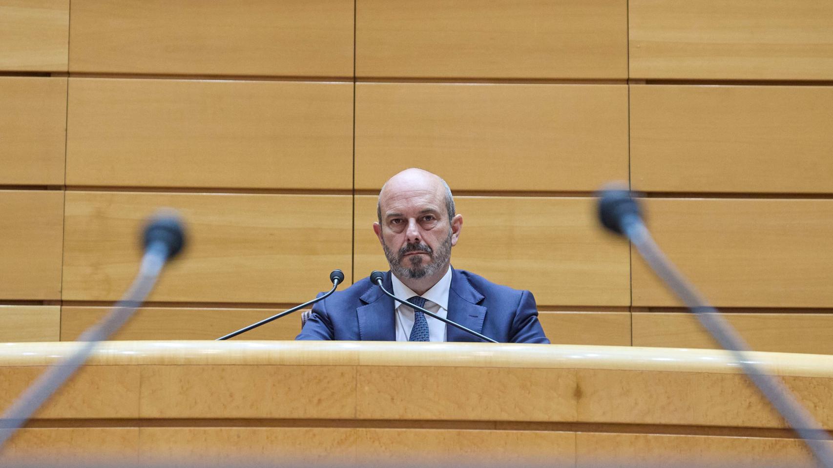 El presidente del Senado, Pedro Rollán, este martes en la sesión de control.