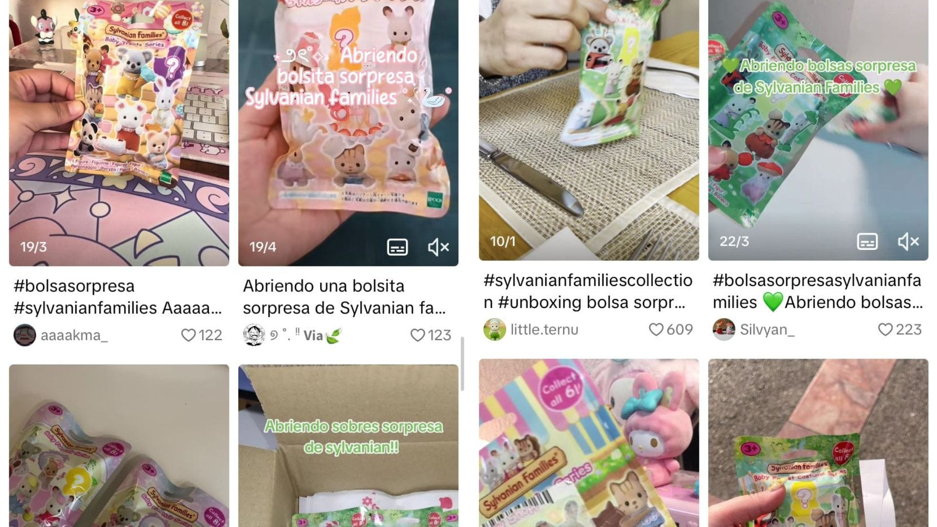 La plataforma TikTok está llena de ‘unboxings’ de los sobres sorpresa de Sylvanian Families.