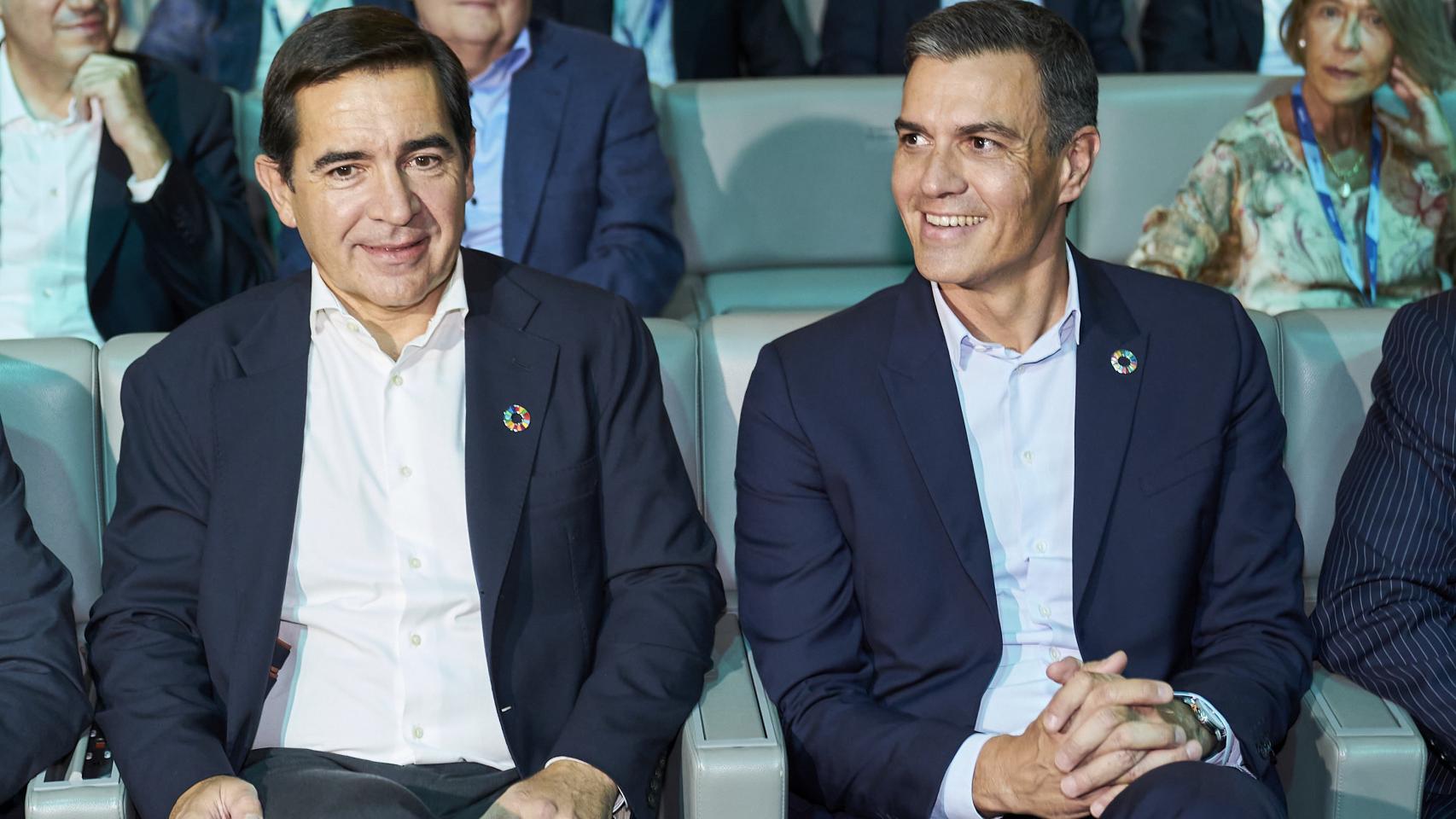 Carlos Torres, presidente del BBVA, y Pedro Sánchez, presidente del Gobierno.