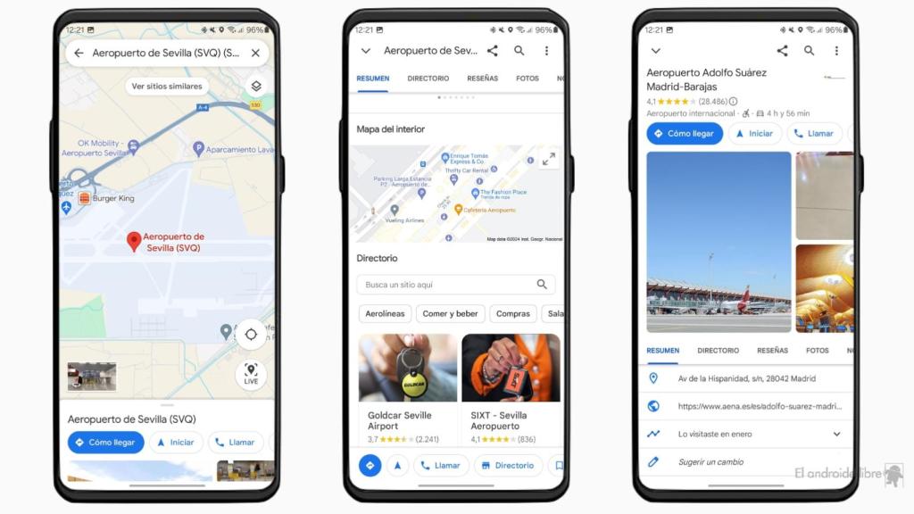 Aeropuertos en Google Maps