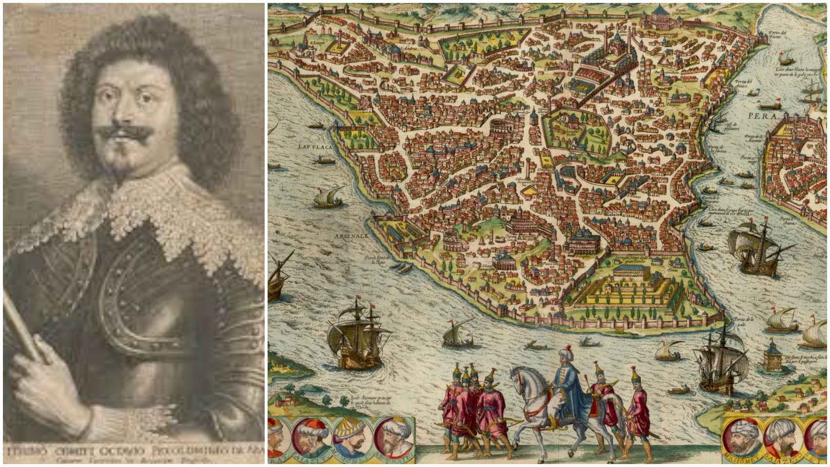 Octavio de Aragón, el almirante español y una imagen de Estambul (Constantinopla) en el siglo XVI.