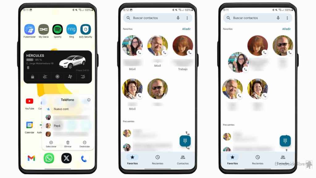 Organizando contactos en la app Teléfono