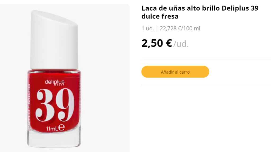 Laca de uñas alto brillo Deliplus.