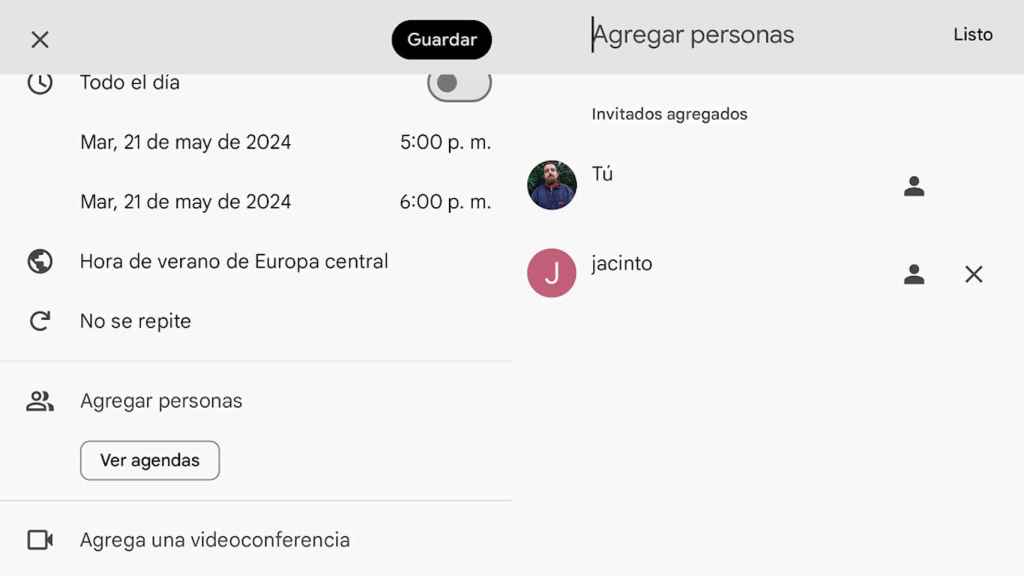 Invitar a evento Google Calendar