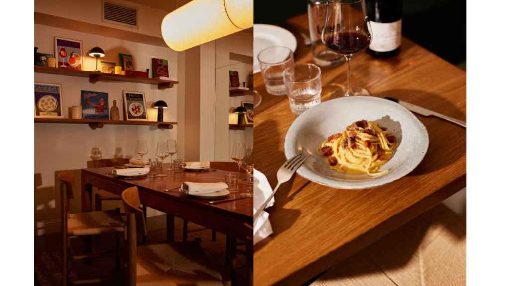 Lombo por la noche y sus spaghetti a la carbonara.