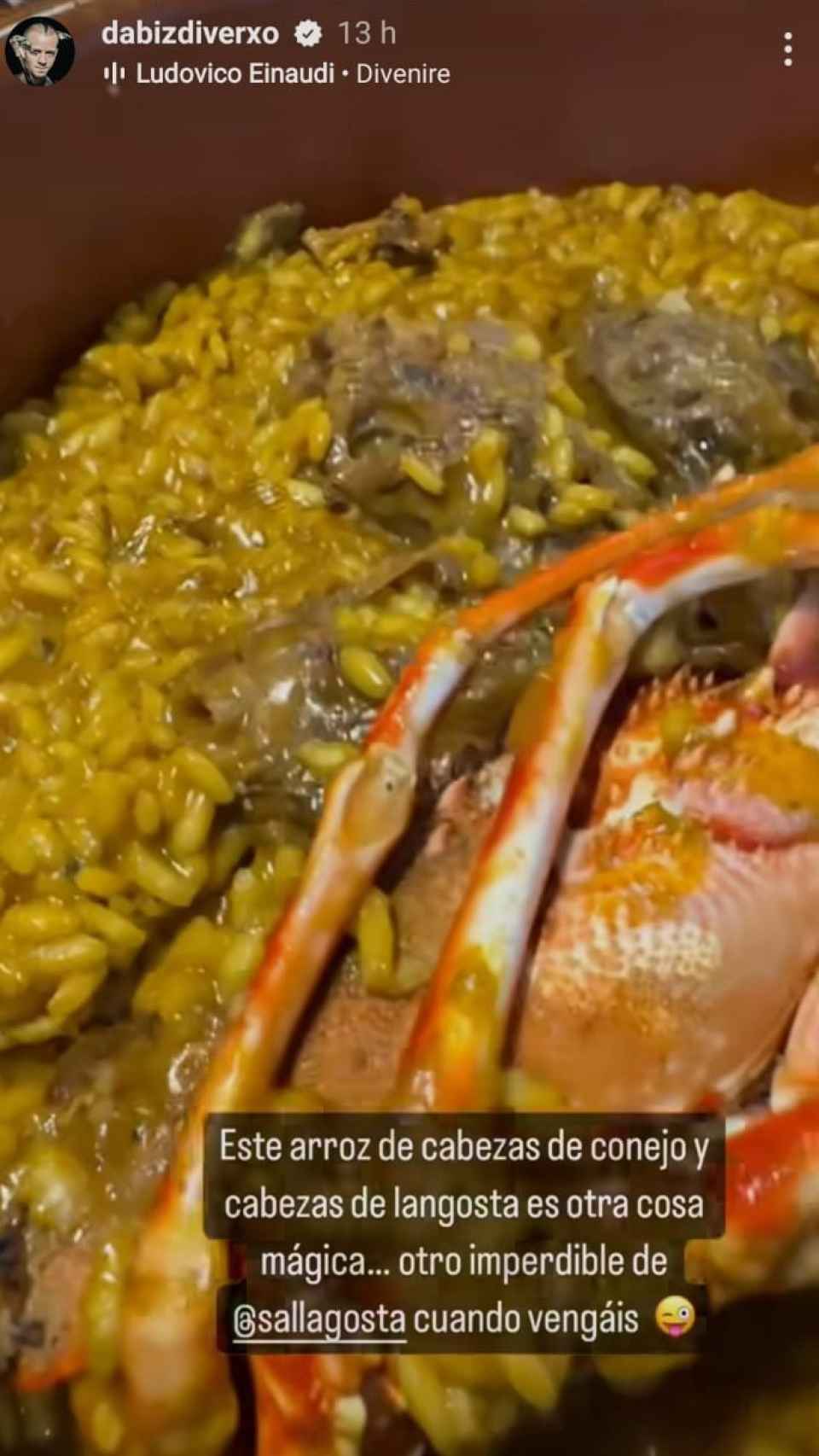 Una captura de la 'storie' de Dabiz Muñoz.