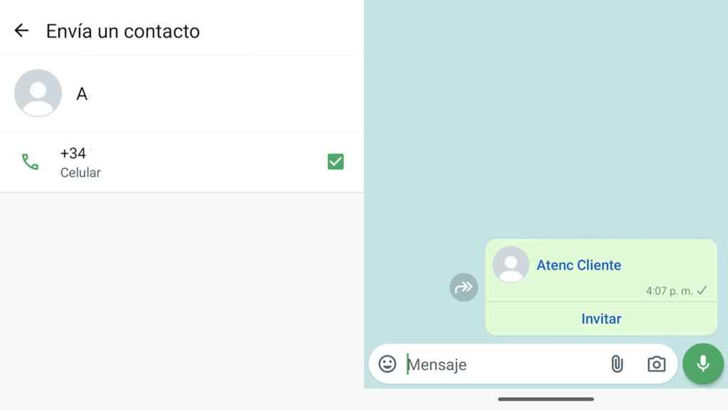 Enviar contacto WhatsApp