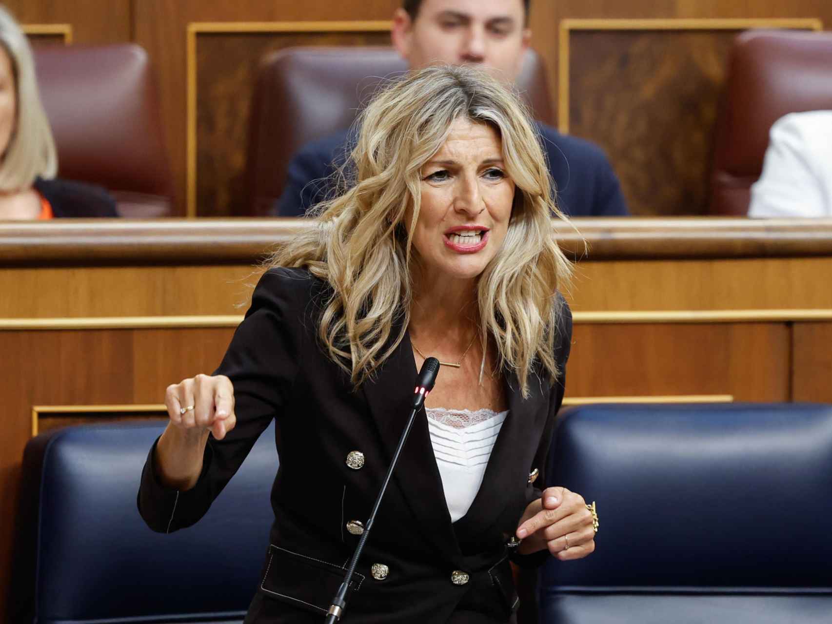 La vicepresidenta del Gobierno y líder de Sumar, Yolanda Díaz, este miércoles en el Congreso.