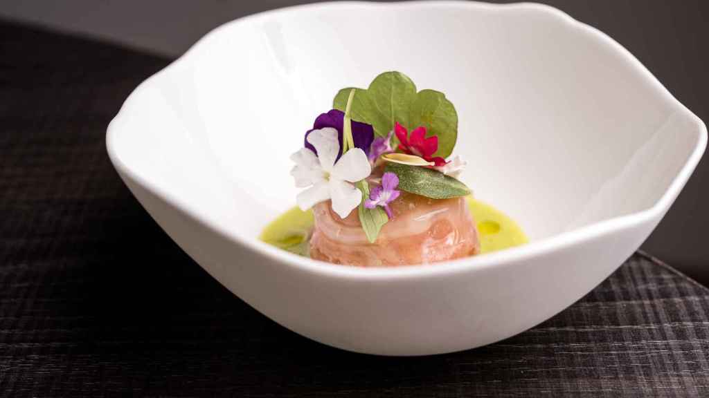 Ensalada en métodos de conservación: bonito, tomate y hierbas .